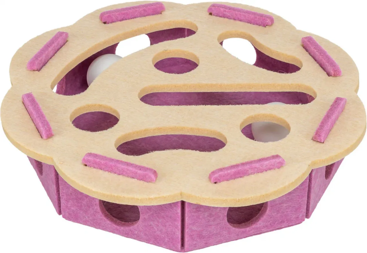 Katzenspielzeug Hole'n'Roll Flower aus Filz mit Spielbällen